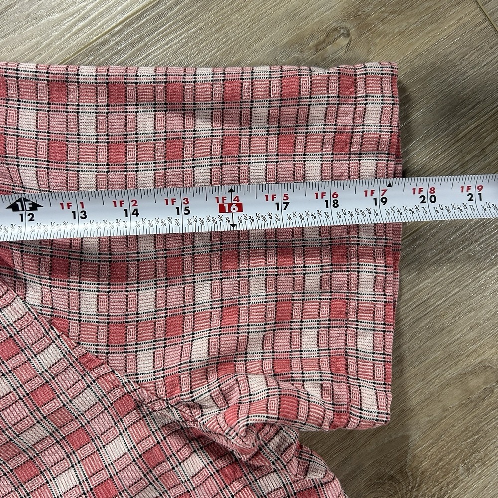 Tommy Bahama XL Pink Silk Plaid Short Sleeve Button Up Retro Groovy Beach - Picture 9 of 10
